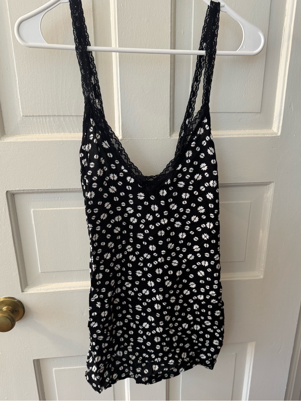 Black Floral Lace-Trim Sleep Cami, XXS